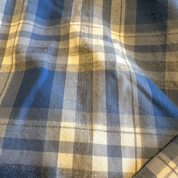 Navy Blue Checkered Untuckit Long Sleeve Shirt - Picture 4 of 4